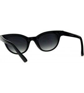 Oval Womens Fashion Sunglasses Horn Rimmed Oval Cateye Frame UV 400 - Shiny Black - CY18CSHE6XH $21.22