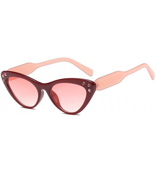 Square Fashion Unisex Plastic Frame Retro Cat Eye Sunglasses UV400 - Pink Red - CH18N0ZI42E $18.23