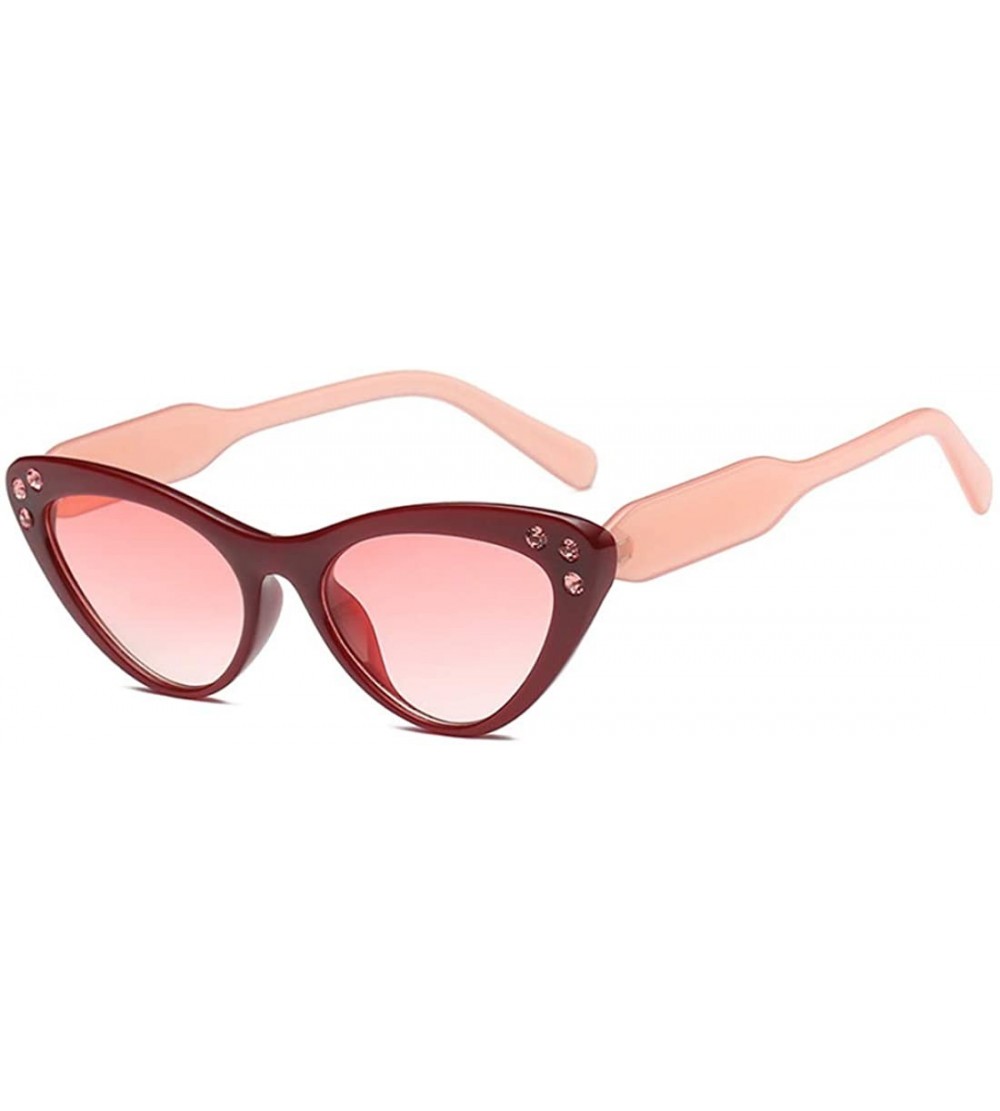 Square Fashion Unisex Plastic Frame Retro Cat Eye Sunglasses UV400 - Pink Red - CH18N0ZI42E $18.23