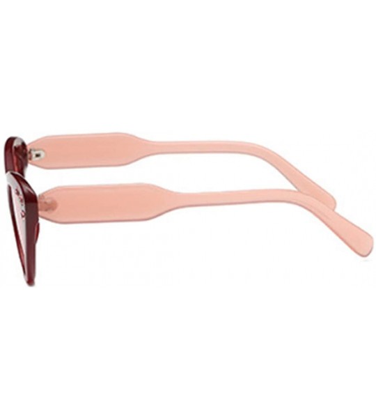 Square Fashion Unisex Plastic Frame Retro Cat Eye Sunglasses UV400 - Pink Red - CH18N0ZI42E $18.23