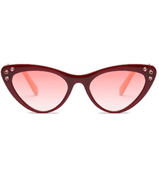 Square Fashion Unisex Plastic Frame Retro Cat Eye Sunglasses UV400 - Pink Red - CH18N0ZI42E $18.23