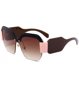 Square Semi Rimless Sunglasses For Women Trendy Candy Color Designer Glasses - C3 - C318CQGQGUW $18.36