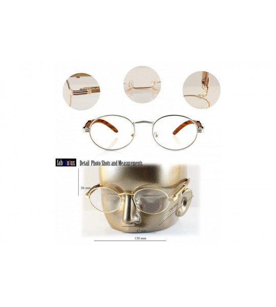 Semi-rimless Vintage Oval Rectangle Clear Lens Metal & Wood Feel Eyeglasses A103 A201 - Silver/ Brown - C1180LIZRC2 $25.29