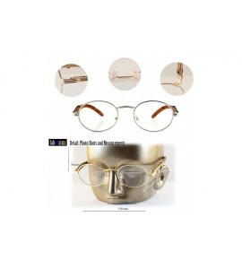 Semi-rimless Vintage Oval Rectangle Clear Lens Metal & Wood Feel Eyeglasses A103 A201 - Silver/ Brown - C1180LIZRC2 $25.29