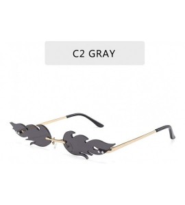 Rimless Fashion Fire Flame Sunglasses Women Men Rimless Sunglasses Rectangle Vintage Sun Glasses - C2 - CH198RXDTGE $22.58