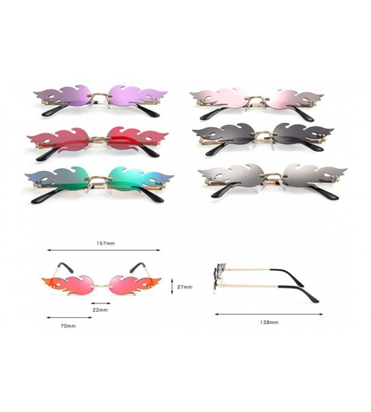 Rimless Fashion Fire Flame Sunglasses Women Men Rimless Sunglasses Rectangle Vintage Sun Glasses - C2 - CH198RXDTGE $22.58