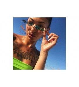 Rimless Fashion Fire Flame Sunglasses Women Men Rimless Sunglasses Rectangle Vintage Sun Glasses - C2 - CH198RXDTGE $22.58