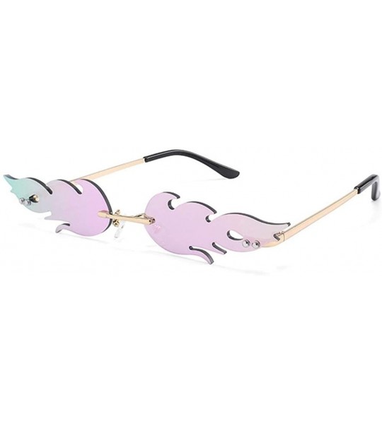 Rimless Fashion Fire Flame Sunglasses Women Men Rimless Sunglasses Rectangle Vintage Sun Glasses - C2 - CH198RXDTGE $22.58