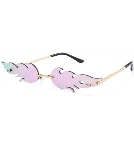 Rimless Fashion Fire Flame Sunglasses Women Men Rimless Sunglasses Rectangle Vintage Sun Glasses - C2 - CH198RXDTGE $22.58