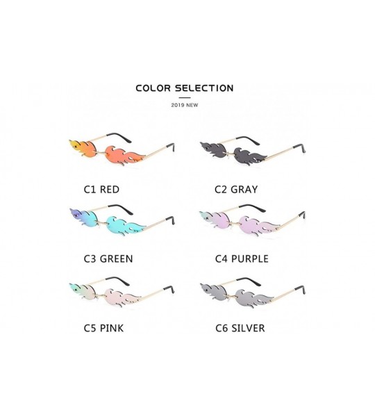 Rimless Fashion Fire Flame Sunglasses Women Men Rimless Sunglasses Rectangle Vintage Sun Glasses - C2 - CH198RXDTGE $22.58