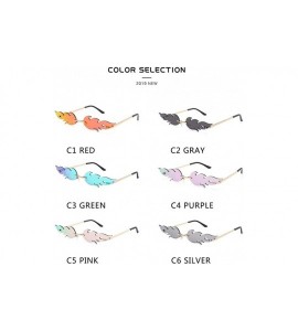 Rimless Fashion Fire Flame Sunglasses Women Men Rimless Sunglasses Rectangle Vintage Sun Glasses - C2 - CH198RXDTGE $22.58