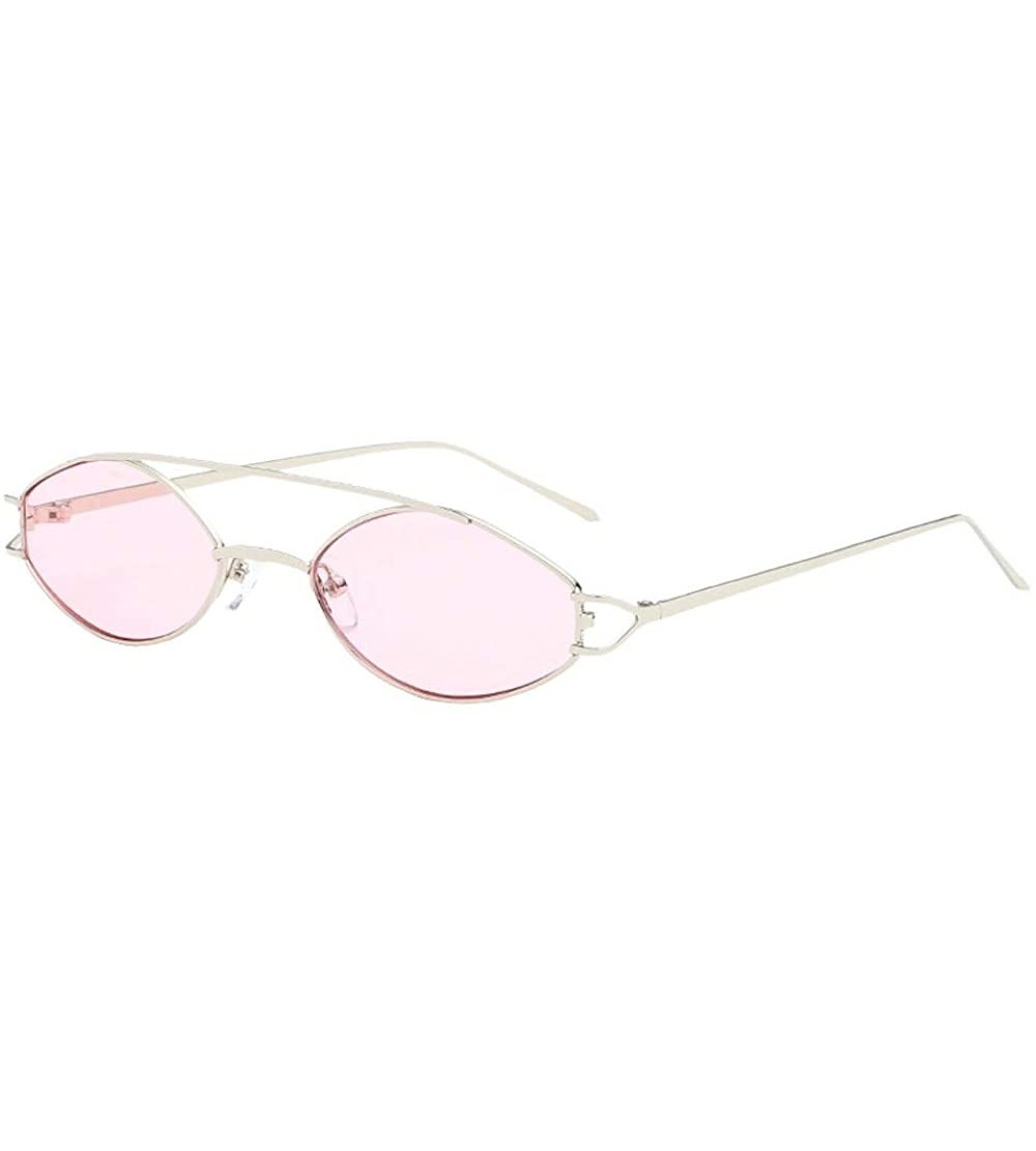 Square Vintage Oval Sunglasses for Women - Small Metal Frame Candy Color by 2DXuixsh - B - CD18S7YHKWT $19.68
