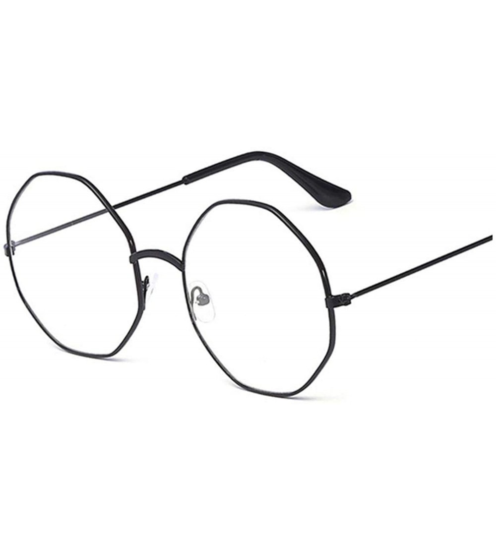Oversized Retro Metal Frame Clear Lens Glasses Nerd Geek Eyewear Eyeglasses Oversized Round Circle Eye Transparent - Black - ...