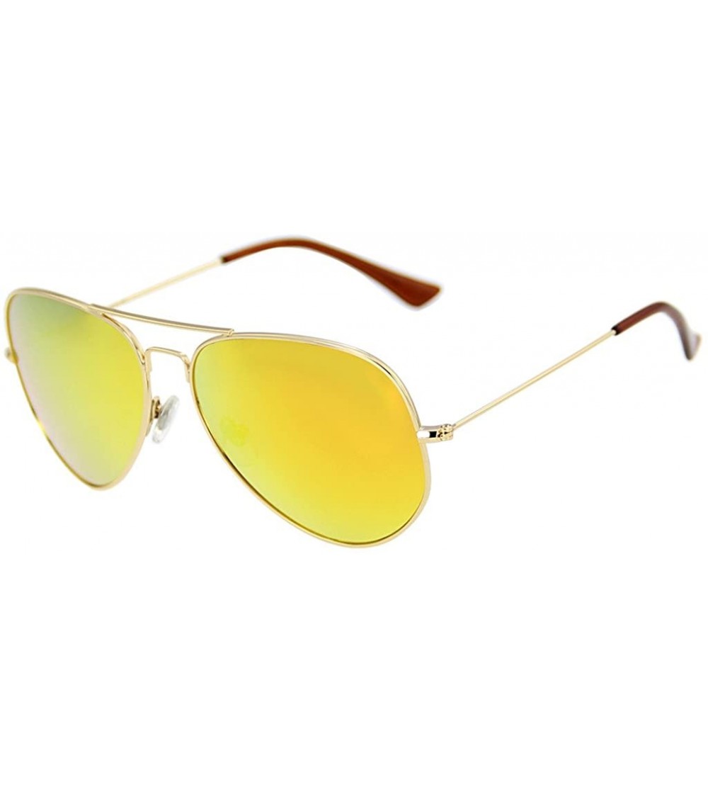 Oversized Metal Frame UV Protection Polarized Mirror Aviator Sunglasses LSP025 - Gold Frame Orange Lenses - C312LIESP0F $32.36