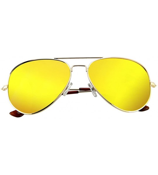 Oversized Metal Frame UV Protection Polarized Mirror Aviator Sunglasses LSP025 - Gold Frame Orange Lenses - C312LIESP0F $32.36