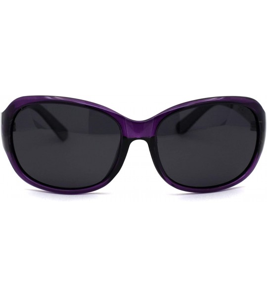 Oval Polarized Antiglare Floral Diecut Arm Luxury Butterfly Sunglasses - Purple Silver Black - CW196WHD0IK $23.15