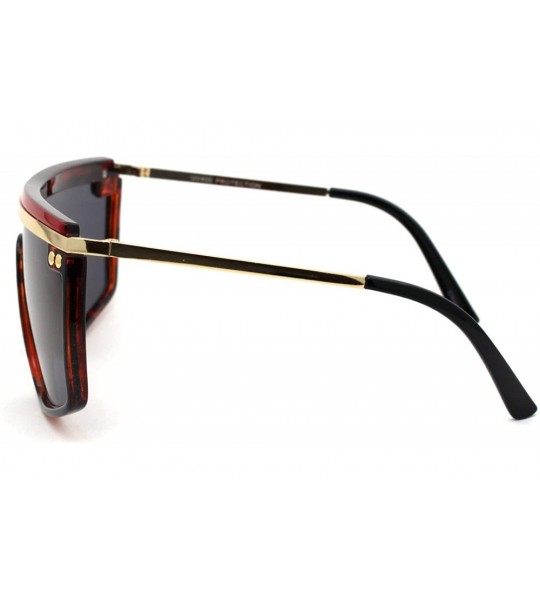 Shield Luxury Flat Top Mobster Fashion Shield Retro Sunglasses - Black Gold Red Black - CK18ZCL8AYA $25.24