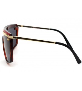 Shield Luxury Flat Top Mobster Fashion Shield Retro Sunglasses - Black Gold Red Black - CK18ZCL8AYA $25.24