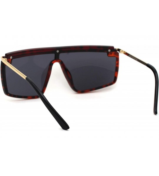 Shield Luxury Flat Top Mobster Fashion Shield Retro Sunglasses - Black Gold Red Black - CK18ZCL8AYA $25.24