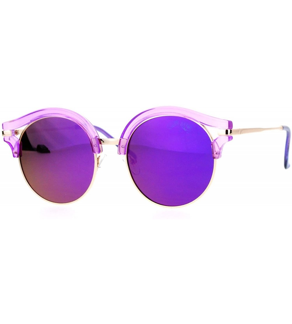 Round Womens Fashion Sunglasses Round Circle Accent Top Mirror Lens - Purple - CE187SC0T2U $20.91