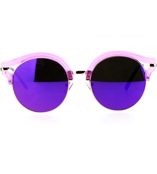 Round Womens Fashion Sunglasses Round Circle Accent Top Mirror Lens - Purple - CE187SC0T2U $20.91