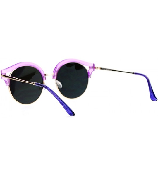 Round Womens Fashion Sunglasses Round Circle Accent Top Mirror Lens - Purple - CE187SC0T2U $20.91