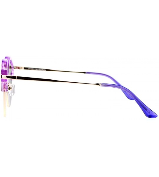 Round Womens Fashion Sunglasses Round Circle Accent Top Mirror Lens - Purple - CE187SC0T2U $20.91