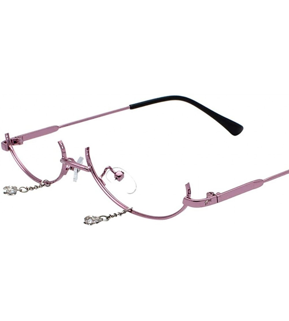 Sport Glasses Frame Women Fashion None Lens Pendant Decoration Flat Mirror Glasses with Chain - Purple - CF18O9SC8N8 $20.42