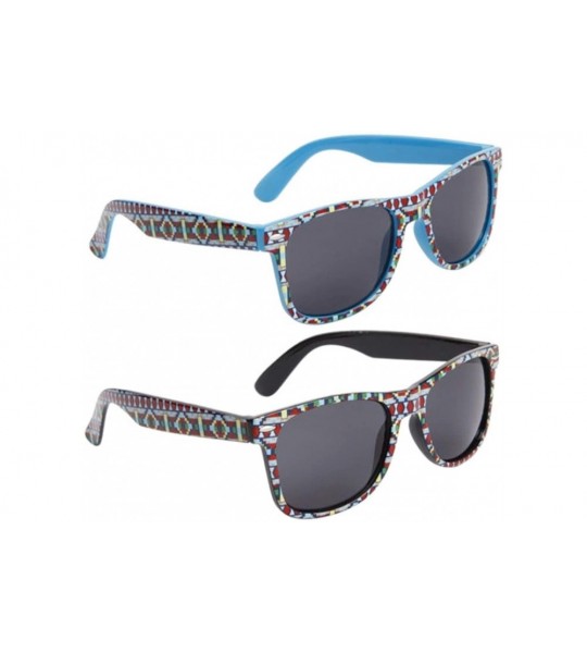 Wayfarer 2 Pair HQL 90s Fancies by Sojayo - 1 Multicolored on Blue & 1 Multicolored on Black (2 Pack) - CX18DOGTH4C $22.11