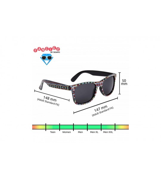 Wayfarer 2 Pair HQL 90s Fancies by Sojayo - 1 Multicolored on Blue & 1 Multicolored on Black (2 Pack) - CX18DOGTH4C $22.11