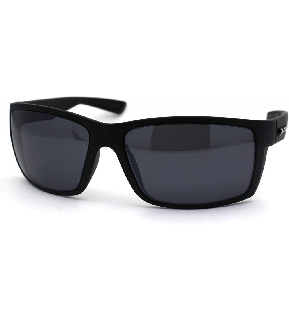 Sport Xloop Mens Warp Sport Brush Metal Print Arm Rectangle Sunglasses - Matte Black Black - CN1966R94RK $24.30