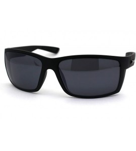 Sport Xloop Mens Warp Sport Brush Metal Print Arm Rectangle Sunglasses - Matte Black Black - CN1966R94RK $24.30