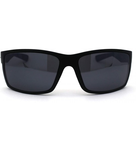 Sport Xloop Mens Warp Sport Brush Metal Print Arm Rectangle Sunglasses - Matte Black Black - CN1966R94RK $24.30