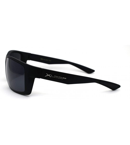 Sport Xloop Mens Warp Sport Brush Metal Print Arm Rectangle Sunglasses - Matte Black Black - CN1966R94RK $24.30