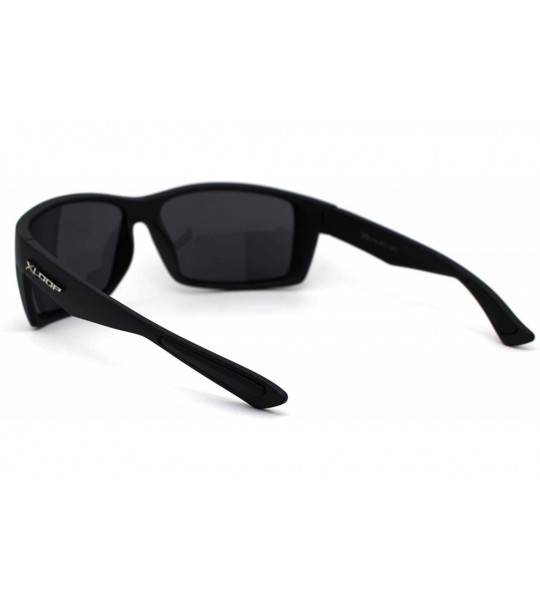 Sport Xloop Mens Warp Sport Brush Metal Print Arm Rectangle Sunglasses - Matte Black Black - CN1966R94RK $24.30