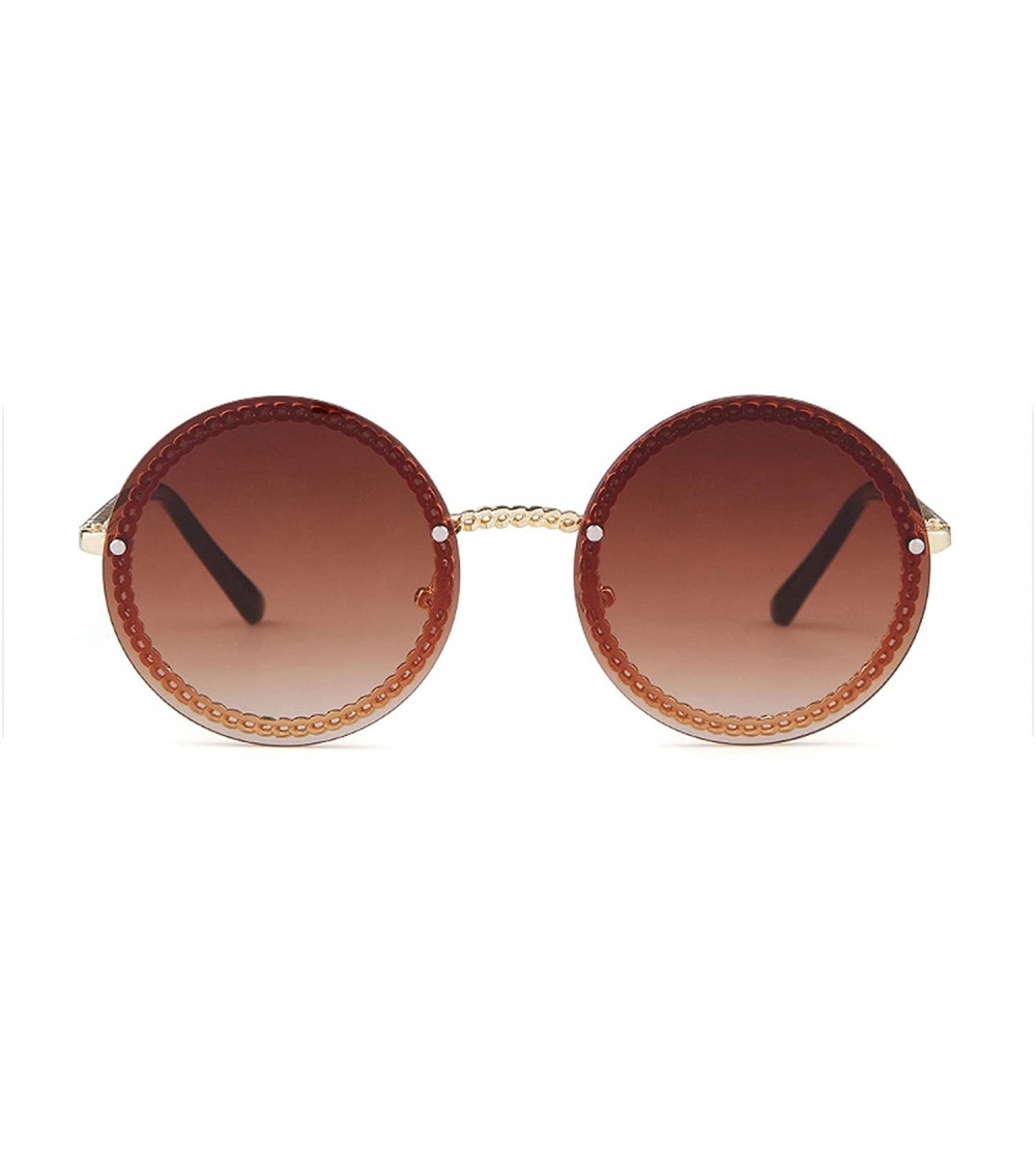 Round Vintage Fashion Round Sunglasses Women Luxury Design Retro RimlFrame Sun Glasses Shades NO Chain S018 - CT197Y7IGD4 $55.62