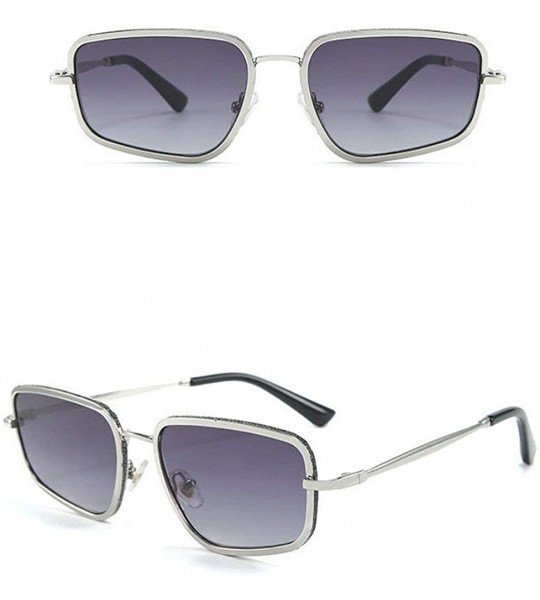 Square Female Irregular Sunglasses Men's 2019 New Fashion Versatile Sunshade Glasses UV Protection - Silver - CV18XU0QCW6 $22.97