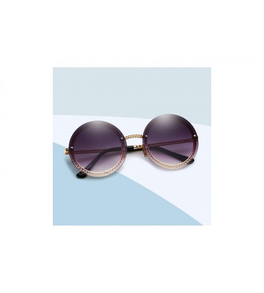 Round Vintage Fashion Round Sunglasses Women Luxury Design Retro RimlFrame Sun Glasses Shades NO Chain S018 - CT197Y7IGD4 $55.62