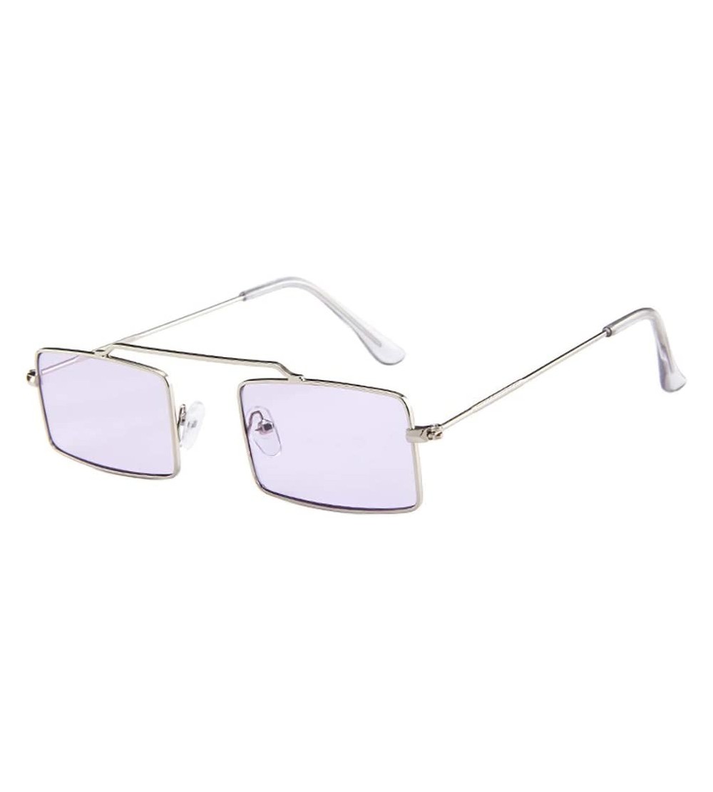 Square Slender Square Sunglasses Retro Small Rectangle Metal Frame UV Protection - C - C2190NCNSCC $14.86