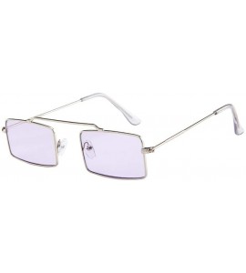 Square Slender Square Sunglasses Retro Small Rectangle Metal Frame UV Protection - C - C2190NCNSCC $14.86