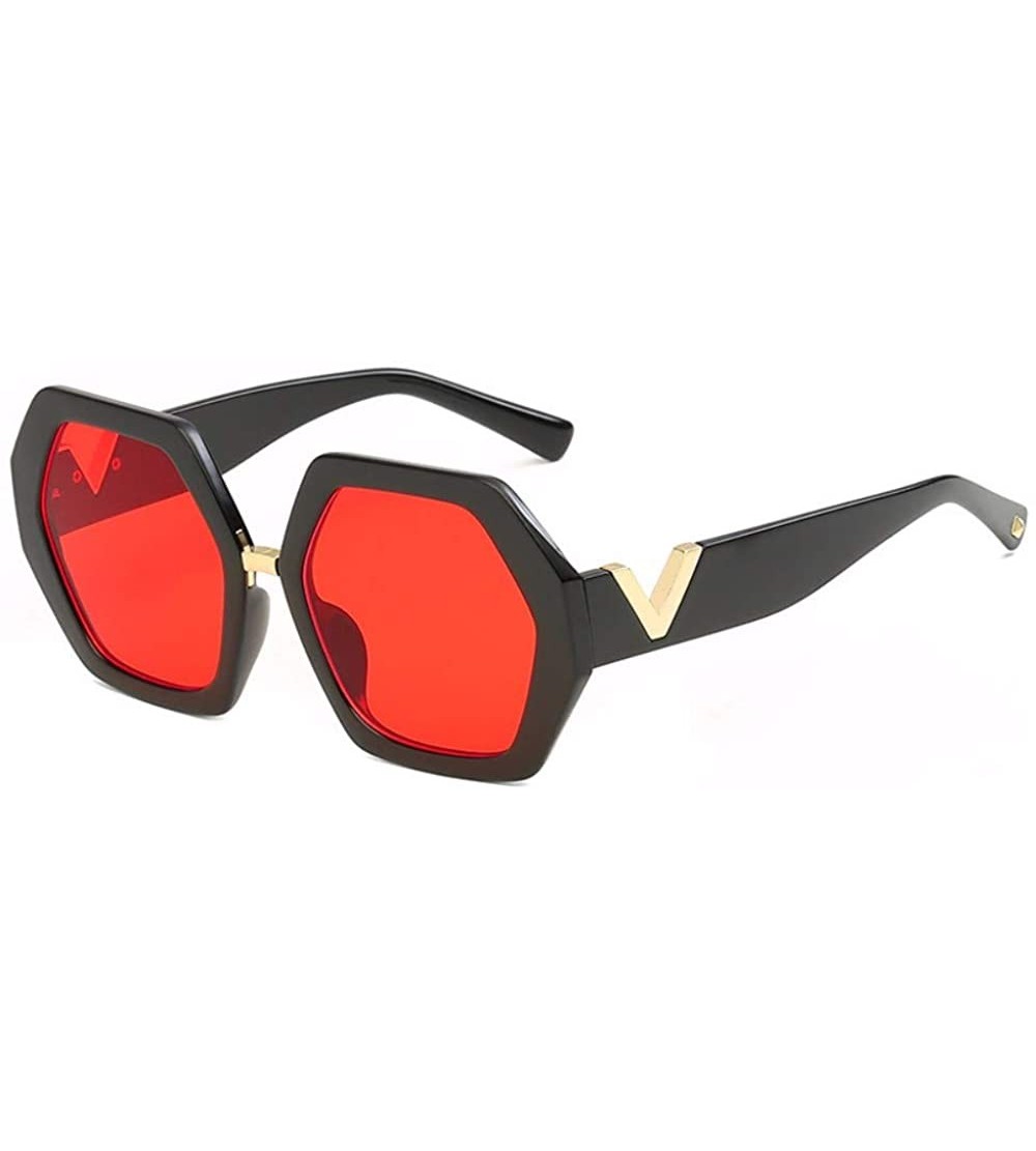 Oversized Women's Sunglasses Fashion Multilateral V-Leg Sunglasses Anti-ultraviolet - C - CK18Q88URTL $49.84