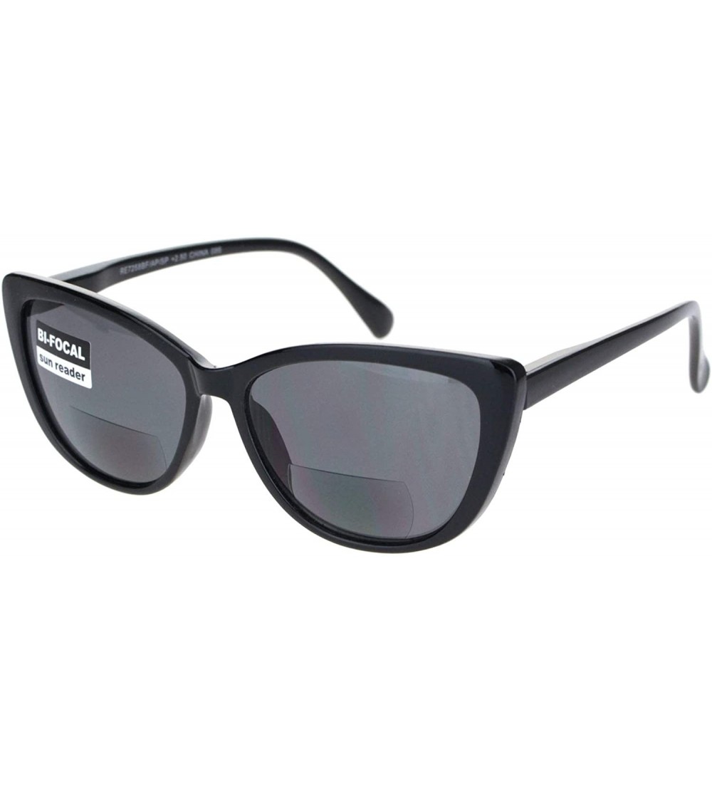 Square Bifocal Reading Sunglasses Small Magnified Square Womens Cateye Spring Hinge - Black - CM18TRHWZL9 $18.95