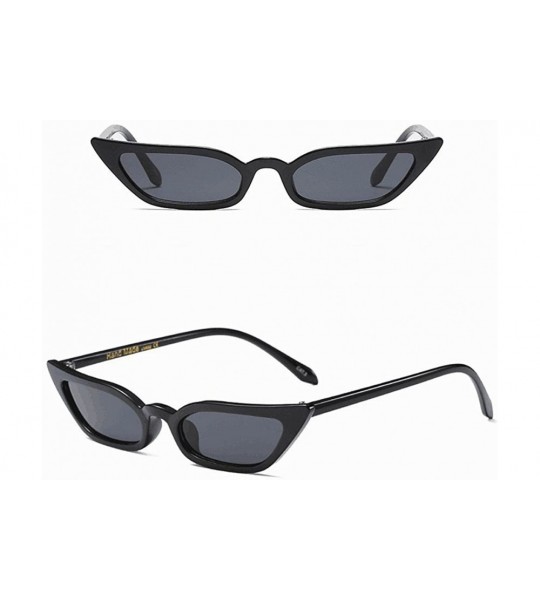 Square Small Cateye Sunglasses Vintage Tiny Cat Eye UV400 Eyewear Sun Glasses for women Men - Black - CD196OLEYM9 $14.31