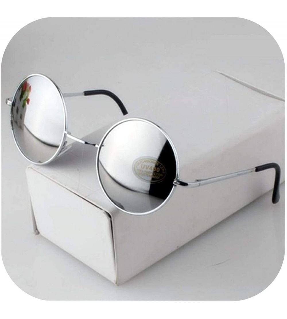 Goggle Vintage Round Sunglasses Women Sun Glasses Gold Alloy Circle Men Feminine Goggles - White Silver - CE198AHWDDC $54.71