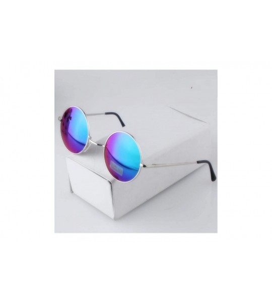 Goggle Vintage Round Sunglasses Women Sun Glasses Gold Alloy Circle Men Feminine Goggles - White Silver - CE198AHWDDC $54.71