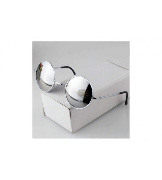 Goggle Vintage Round Sunglasses Women Sun Glasses Gold Alloy Circle Men Feminine Goggles - White Silver - CE198AHWDDC $54.71