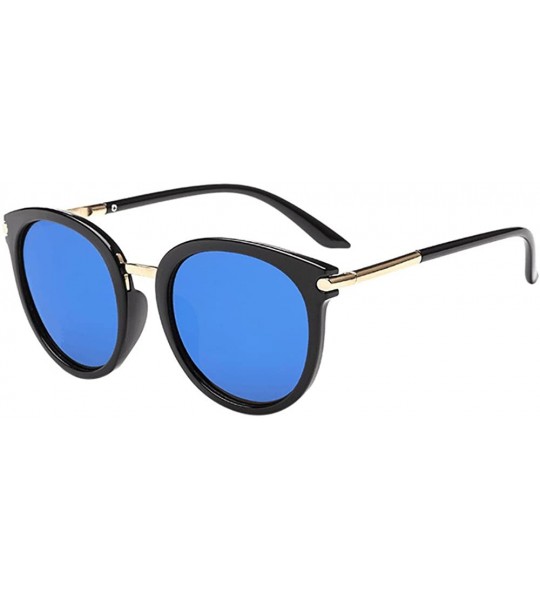 Round Vintage Sunglasses Women Men-Tigivemen Fashion Cat Eye Unisex Rapper Glasses Eyewear 100% UV Protection - Blue - CR18RL...