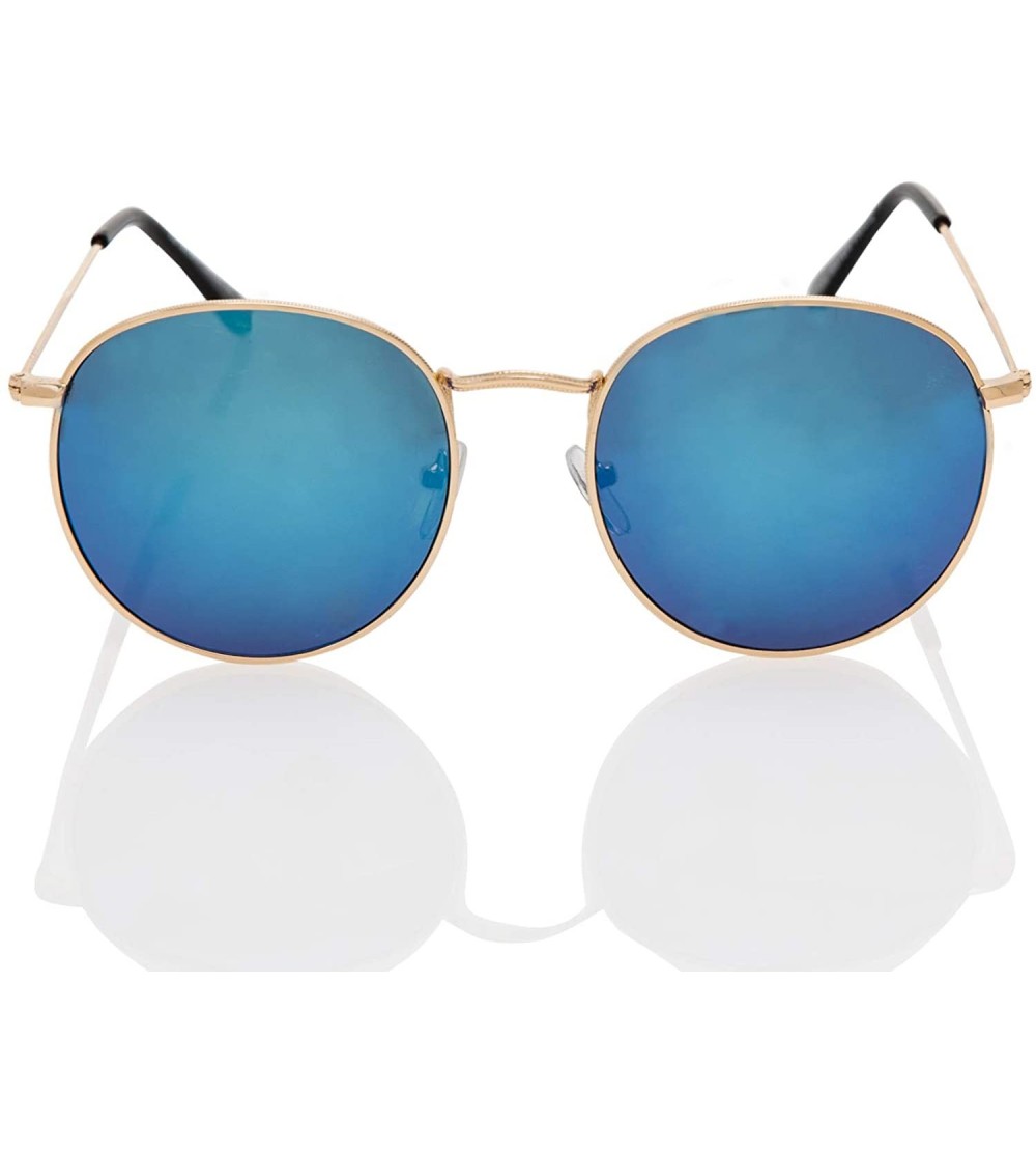 Round Retro 90s Hipster Lightweight Celebrity Mirrored Lens Fashion Sunglasses for Women Men Unisex - CY18I4DOR8A $22.84