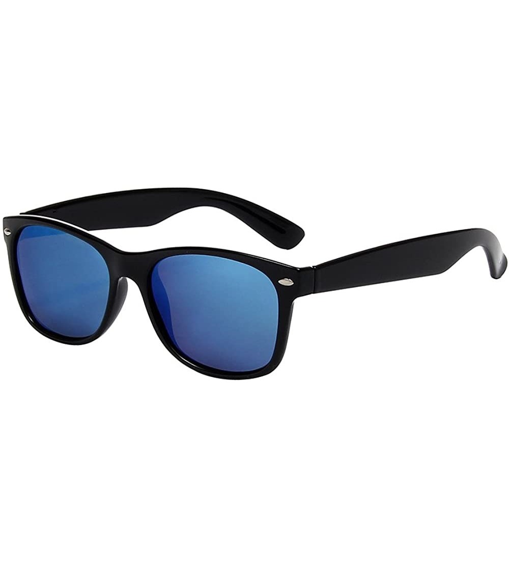 Shield Classic 80's Vintage Style Design Polarized Sunglasses - Blue - CN12DZL4EJP $18.29
