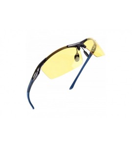 Semi-rimless Night Vision/Blue Light Blocking sunglasses- HD Vision Yellow Lens Polarized Anti Glare Sunglasses - Blue-gray -...